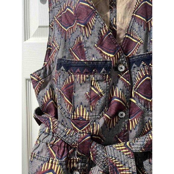 Anthropologie Elevenses Safari Embroidered Vest Belt Aztec Size M Cotton A001605 - Picture 3 of 13